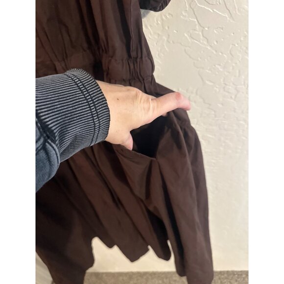 NWT Free Assembly Cotton Plus Size Brown Puffy Sleeved Tiered Midi Dress - Picture 10 of 14